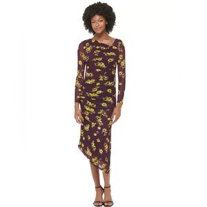 Calvin Klein New Plum and Yellow Floral Mesh Dress